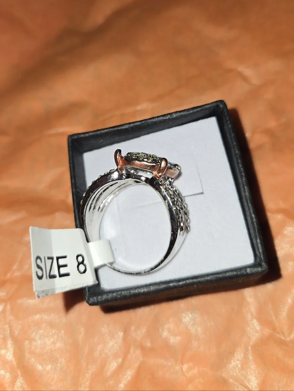 Sparkling Silver And Rose Tone Cluster Cocktail Ring - Women's Jewelry